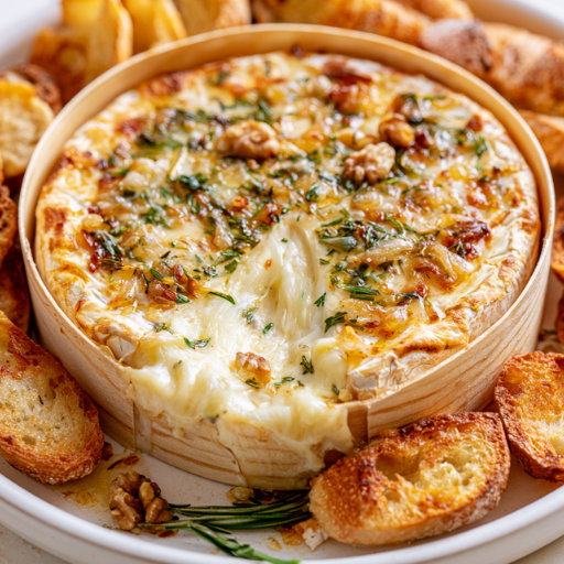 Camembert rôti au romarin et croûtons