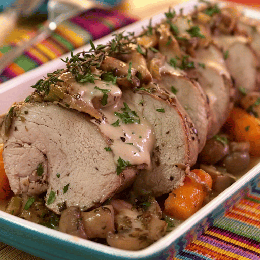 Rôti de veau aux champignons