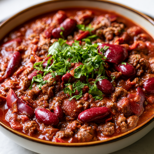 Chili con carne au bœuf et haricots rouges