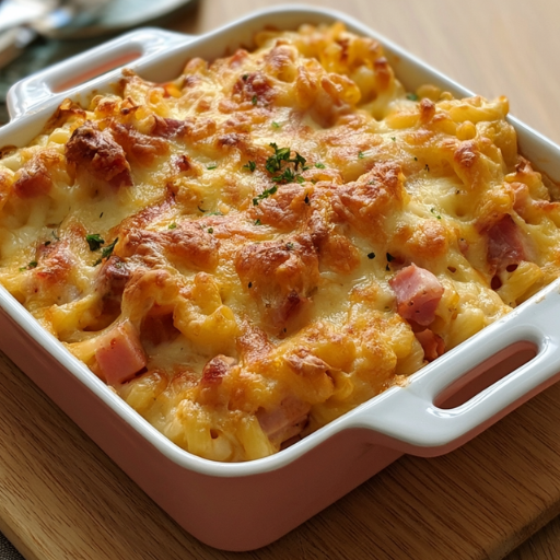 Gratin de pâtes au jambon