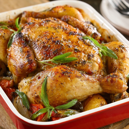 Poulet doré au four à la provençale
