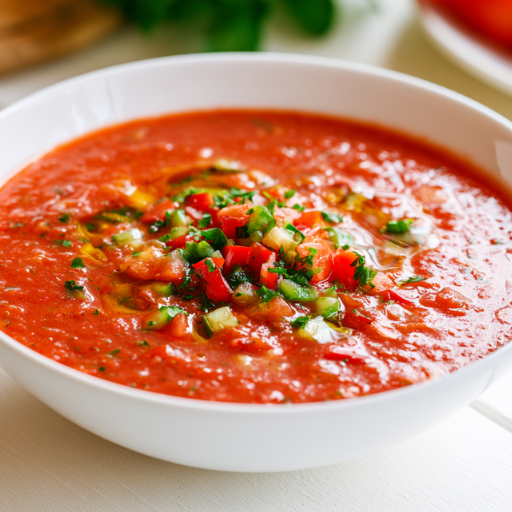Gaspacho de tomates et poivrons frais